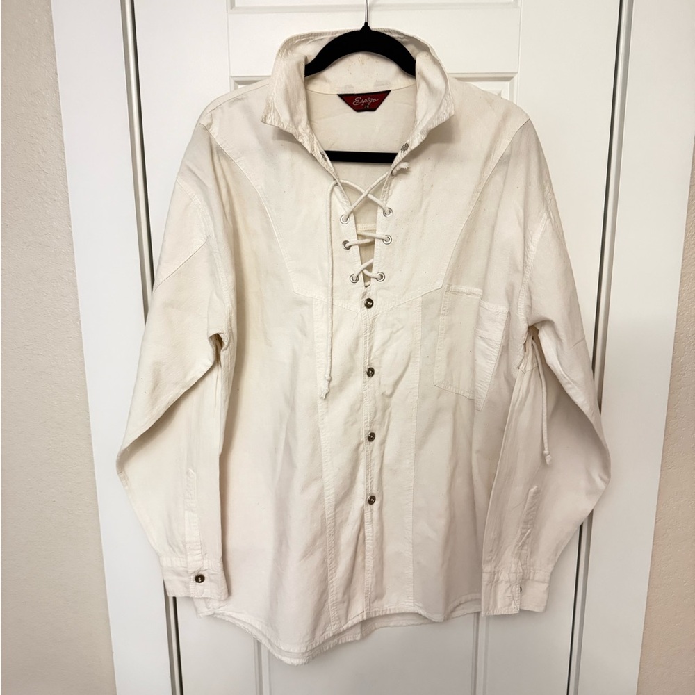 Vintage White Lace-Up Shirt
